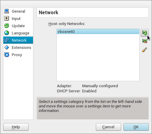 File -> Preferences -> Network -> Add Host Network